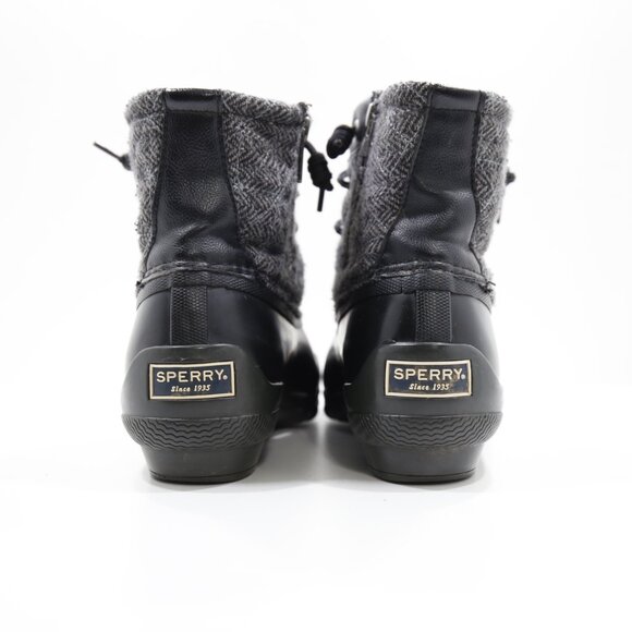Sperry Saltwater Gray Wool & Black Rubber Waterproof Rain Duck Boots - Women's 7 - Picture 4 of 7